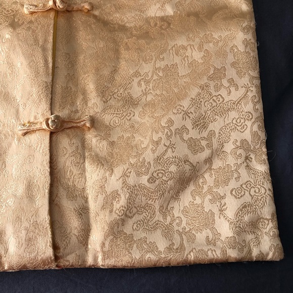 Set of 2 - 16in Square Chinese Style Gold Red Brocade Pillow Covers - Picture 10 of 16